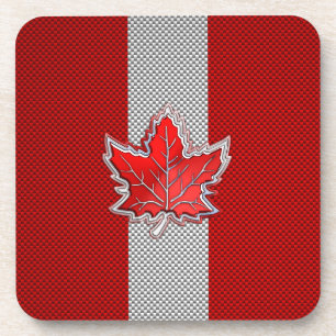 Canadian Red Maple Leaf in Carbon Fibre looks Coaster