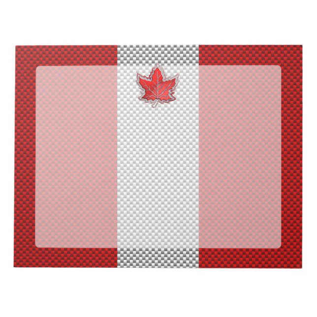Canadian Red Maple Leaf in Carbon Fibre looks Notepad (Front)
