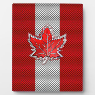 Canadian Red Maple Leaf in Carbon Fibre looks Plaque