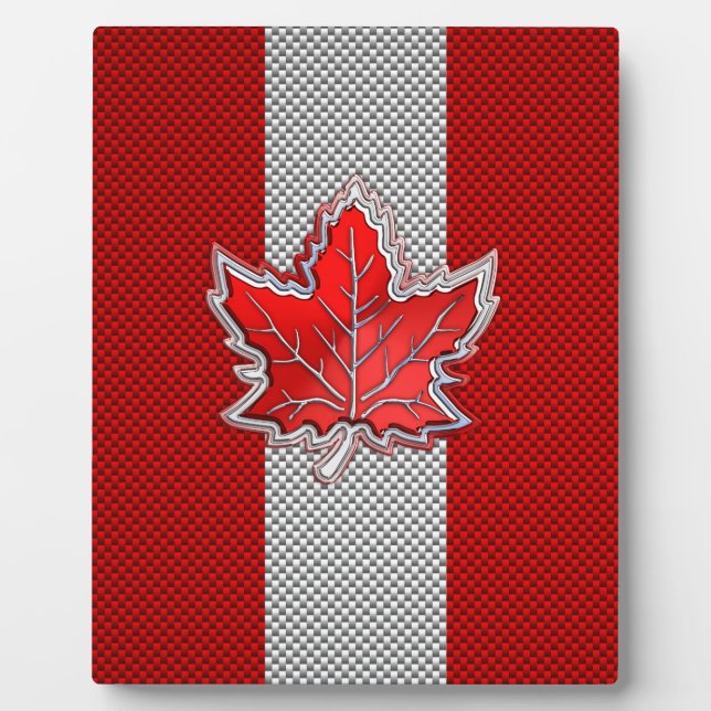 Canadian Red Maple Leaf in Carbon Fibre looks Plaque (Front)