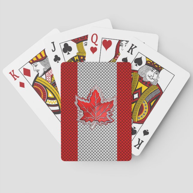 Canadian Red Maple Leaf in Carbon Fibre looks Playing Cards (Back)