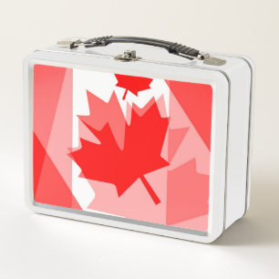 Canadian Red Maple Leaf Layered Style CANADA Metal Lunch Box