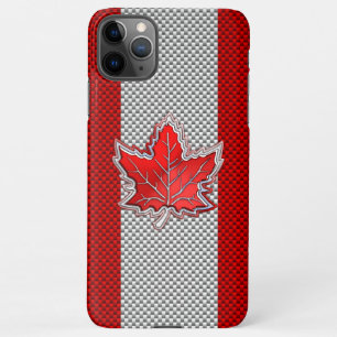 Canadian Red Maple Leaf on Carbon Fibre iPhone 11Pro Max Case