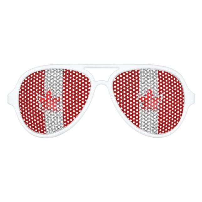 Canadian Red Maple Leaf on Carbon Fibre style Aviator Sunglasses (Front)