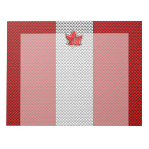Canadian Red Maple Leaf on Carbon Fibre style Notepad