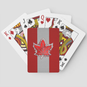 Canadian Red Maple Leaf on Carbon Fibre style Playing Cards