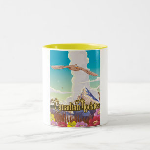 Canadian Rockies Eagle travel poster Two-Tone Coffee Mug