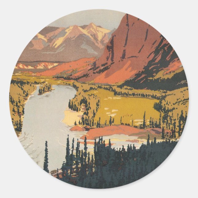 Canadian Rockies Travel Poster Stickers (Front)