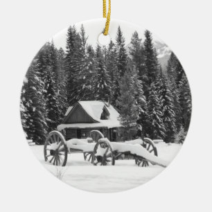Canadian Rocky Mountains Winter Wonderland Ceramic Ornament