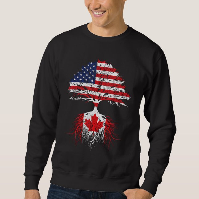 Canadian Roots American Grown Canada Flag Men Wome Sweatshirt (Front)