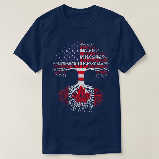 Canadian Roots American Grown Canada Flag T Men Wo T-Shirt (Design Front)