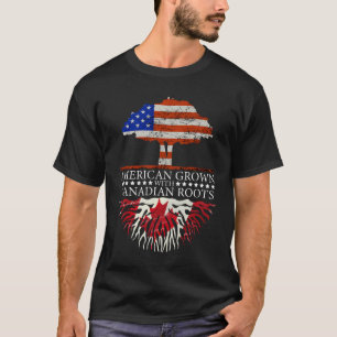 Canadian Roots American Grown Tree Flag USA Canada T-Shirt