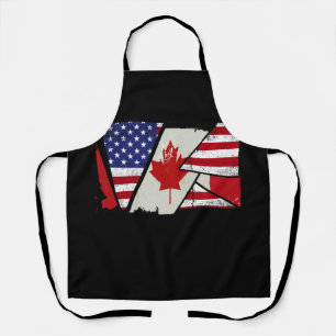 Canadian Roots Half American Flag Canada Apron