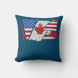 Canadian Roots Half American Flag Canada Cushion