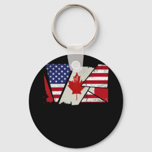 Canadian Roots Half American Flag Canada Key Ring