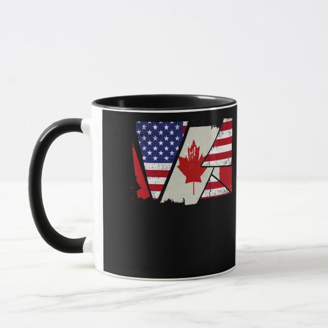 Canadian Roots Half American Flag Canada Mug (Left)