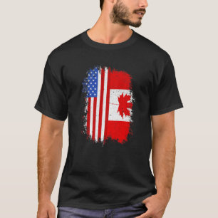 Canadian Roots Half American Flag Canada T-Shirt