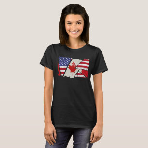 Canadian Roots Half American Flag Canada T-Shirt