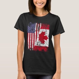 CANADIAN ROOTS Half American Flag CANADA T-Shirt