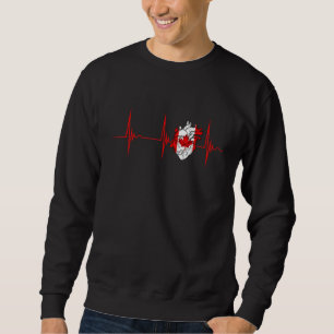 Canadian Roots Heartbeat EKG Pulse Canada Heart Ma Sweatshirt