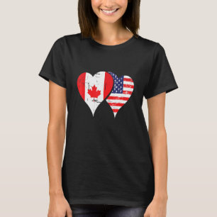 Canadian roots two nations in one human USA Canadi T-Shirt