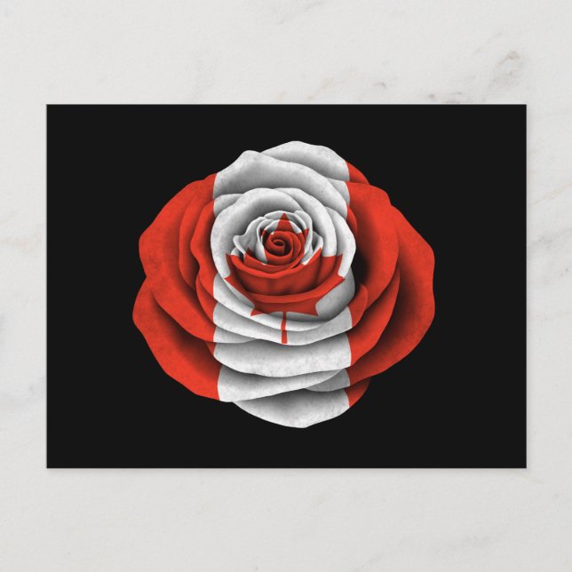 Canadian Rose Flag on Black Postcard (Front)
