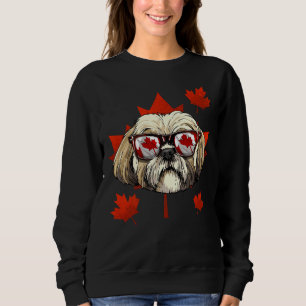 Canadian Shih Tzu Dog Maple Leaf Patriotic Canada Sweatshirt