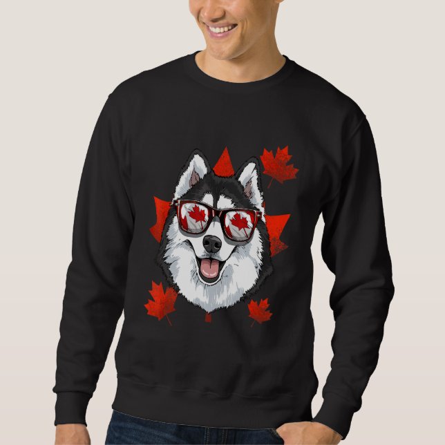 Canadian Siberian Husky Dog Maple Leaf Patriotic C Sweatshirt (Front)