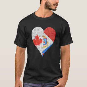 Canadian Sint Maartener Flag Heart T-Shirt