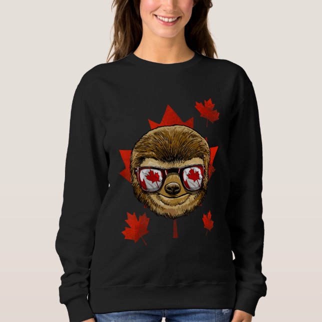 Canadian Sloth Maple Tree Leaf Canada Flag Lazy Sl Sweatshirt (Front)