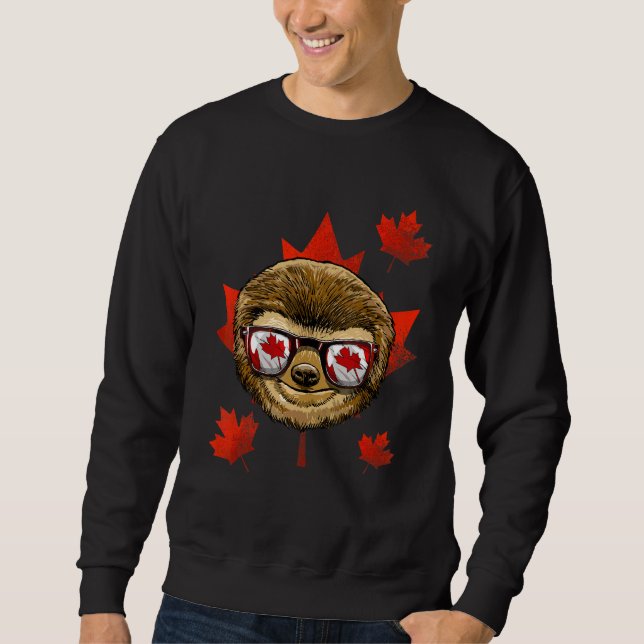 Canadian Sloth Maple Tree Leaf Canada Flag Lazy Sl Sweatshirt (Front)