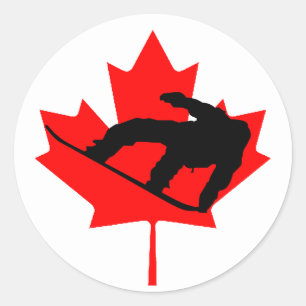 Canadian Snowboarder Classic Round Sticker
