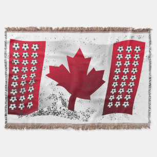 Canadian Soccer Themed Throw Blanket