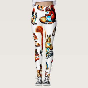 Canadian Squirrels and Chipmunks Design Leggings