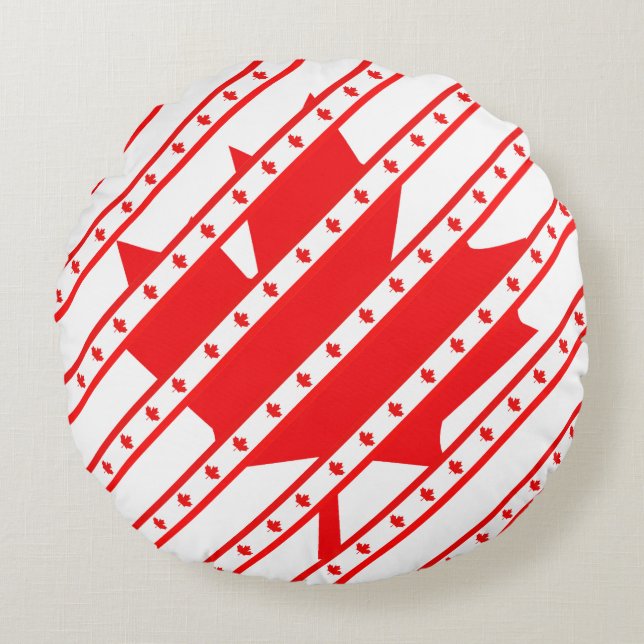 Canadian stripes flag round cushion (Front)