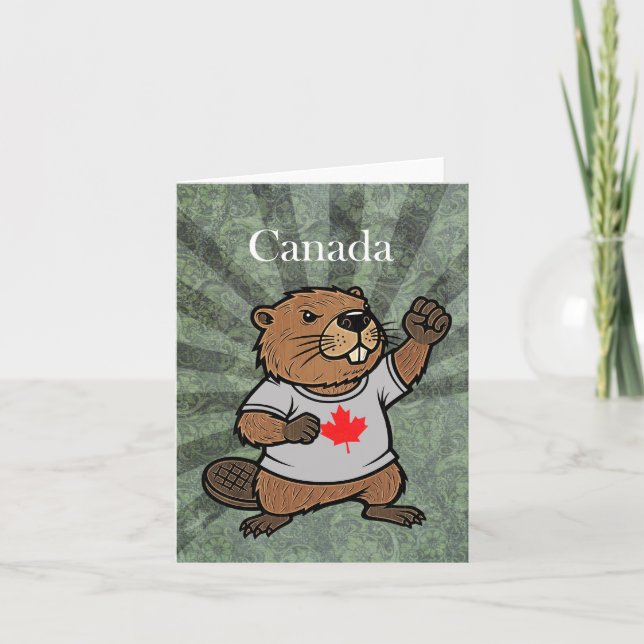 Canadian Strong Beaver Elbows Up Canada Card (Front)