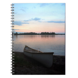 Canadian sunrise, canoe, cottage country notebook
