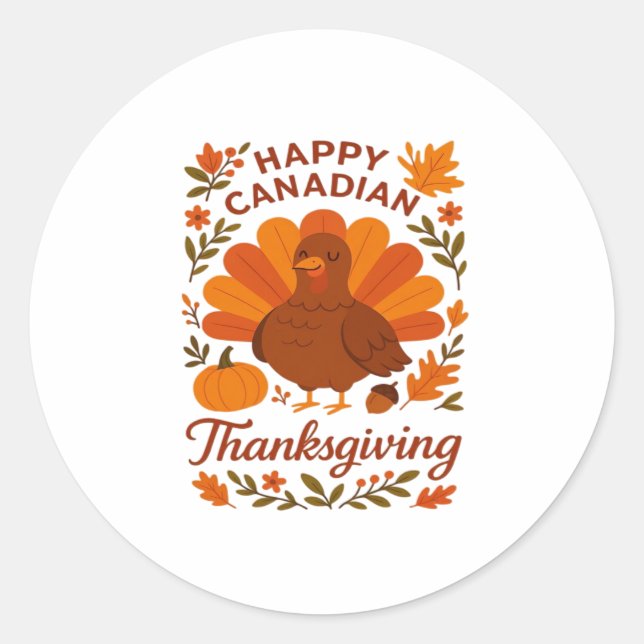 Canadian Thanksgiving Autumn Celebration Classic T Classic Round Sticker (Front)