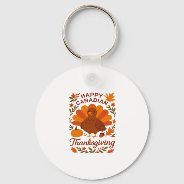 Canadian Thanksgiving Autumn Celebration Classic T Key Ring (Front)
