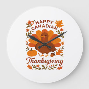 Canadian Thanksgiving Autumn Celebration Classic T Large Clock