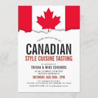Canadian Themed Cuisine | Party Flag White Invite