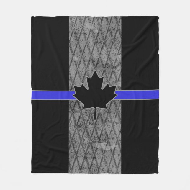 Canadian Thin Blue Line Flag Fleece Blanket (Front)