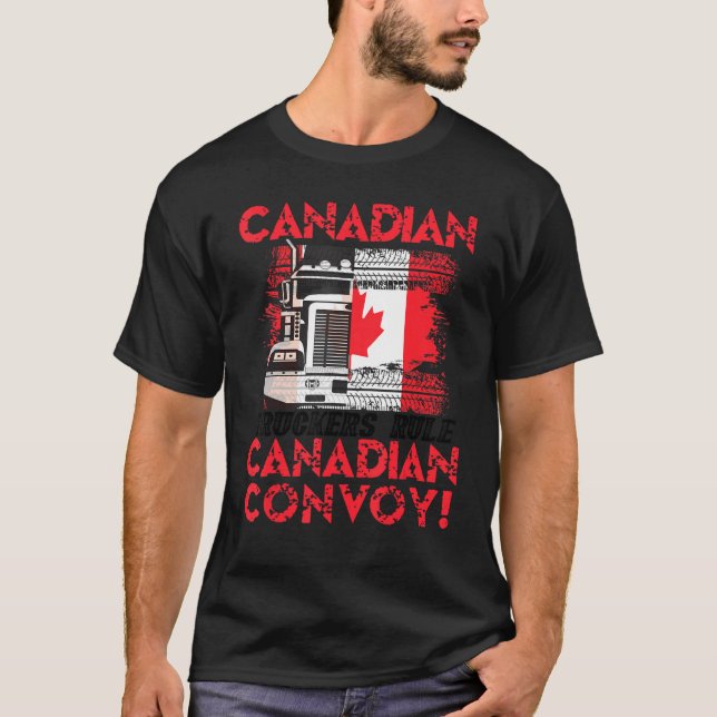 Canadian Trucker Freedom Convoy Tire Truck Print M T-Shirt (Front)