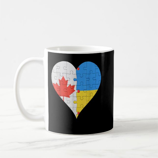 Canadian Ukrainian Flag Heart Canada Ukraine Coffee Mug (Left)