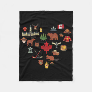 Canadian Vintage Symbols Canada Flag Maple Leaf Rc Fleece Blanket
