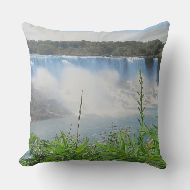 Canadian Waterfall Throw Pillow (Front)