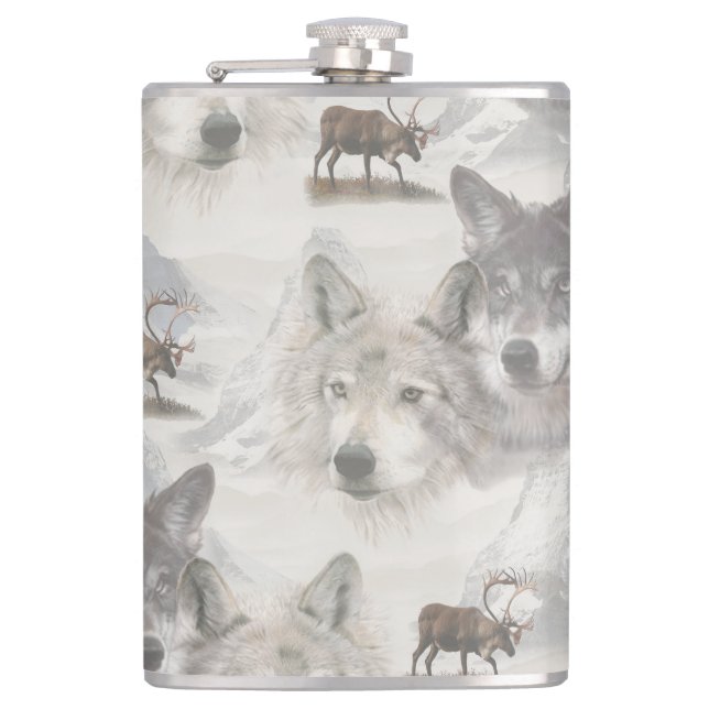Canadian Wildlife Hip Flask (Front)