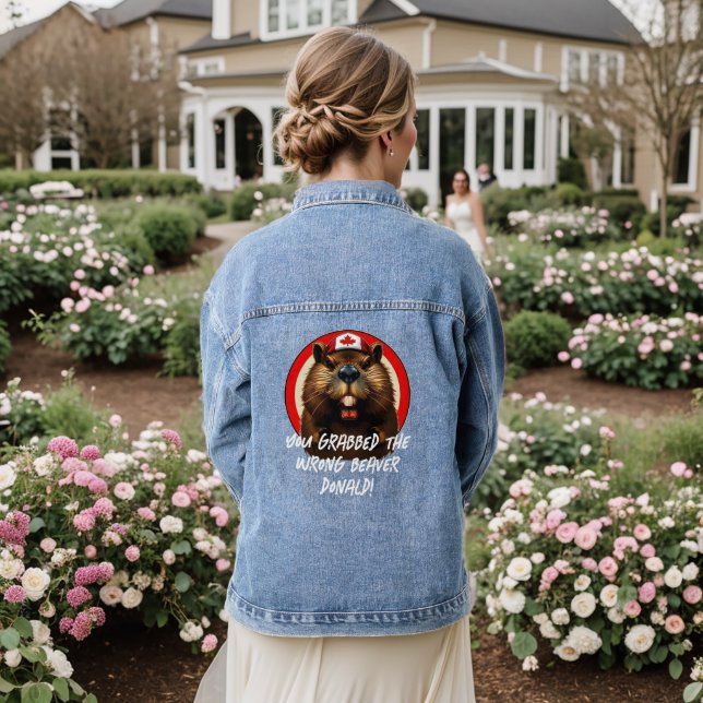 Canadian "Wrong Beaver  Donald" Trump Denim Jacket (Wedding Back)