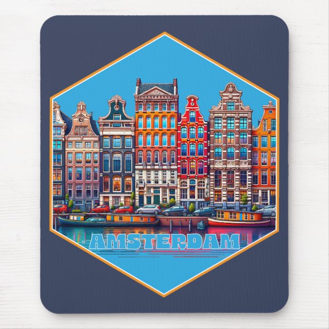 Canal Amsterdam Netherland Europe Mouse Pad (Front)