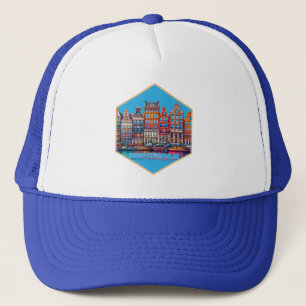 Canal Amsterdam Netherland Europe Trucker Hat